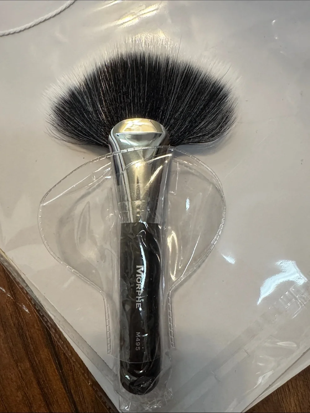 Morphe M498 Duo Deluxe Fan Makeup Brush Black Silver New
